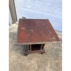 Antique Library Square Accent Table Turned Spiral Columns Dark Academia