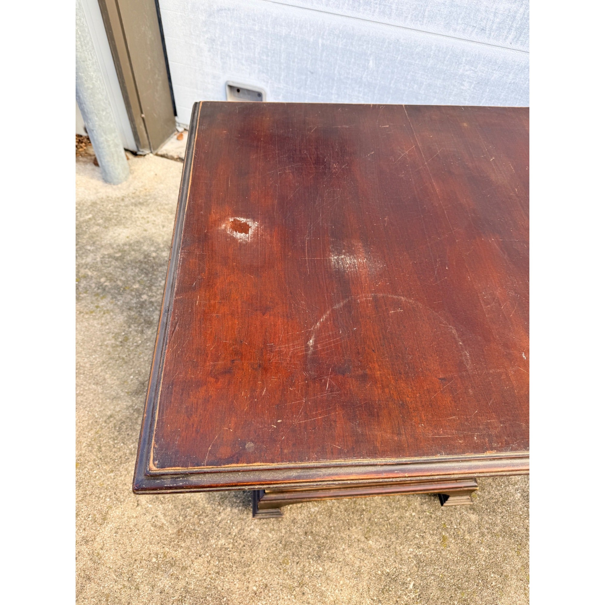 Antique Library Square Accent Table Turned Spiral Columns Dark Academia