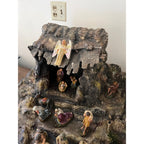 Vintage LARGE Christmas Nativity Scene Paper Mache Composition w/ Plaster Figures