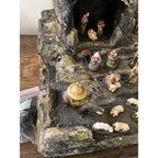 Vintage LARGE Christmas Nativity Scene Paper Mache Composition w/ Plaster Figures
