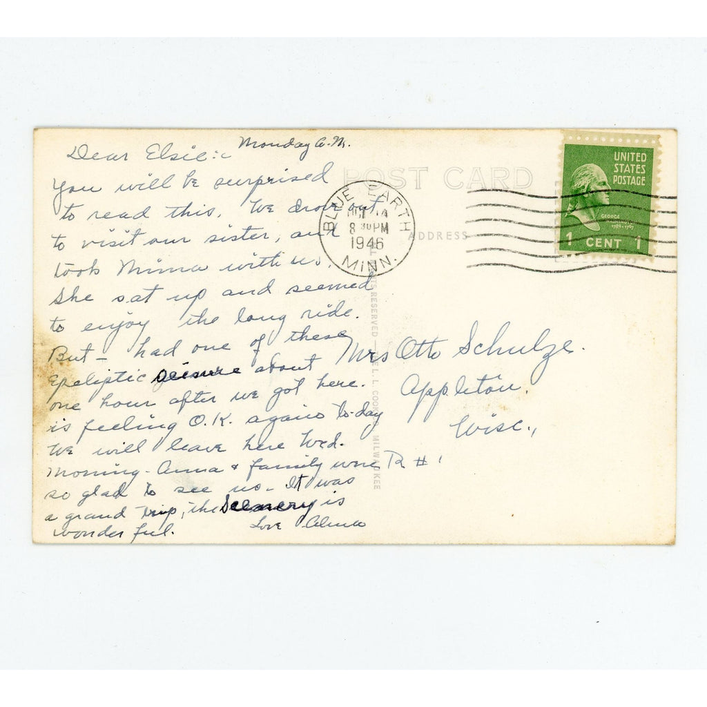 Vintage 1940s RPPC Postcard St Pauls Lutheran Church Blue Earth MN Minn