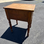 Antique Primitive Cherry & Tiger Maple Two Drawer Wash Stand Side Table c1850