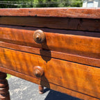 Antique Primitive Cherry & Tiger Maple Two Drawer Wash Stand Side Table c1850