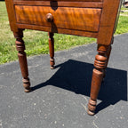Antique Primitive Cherry & Tiger Maple Two Drawer Wash Stand Side Table c1850