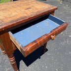 Antique Primitive Cherry & Tiger Maple Two Drawer Wash Stand Side Table c1850