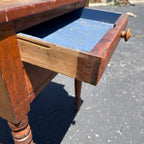 Antique Primitive Cherry & Tiger Maple Two Drawer Wash Stand Side Table c1850
