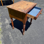 Antique Primitive Cherry & Tiger Maple Two Drawer Wash Stand Side Table c1850