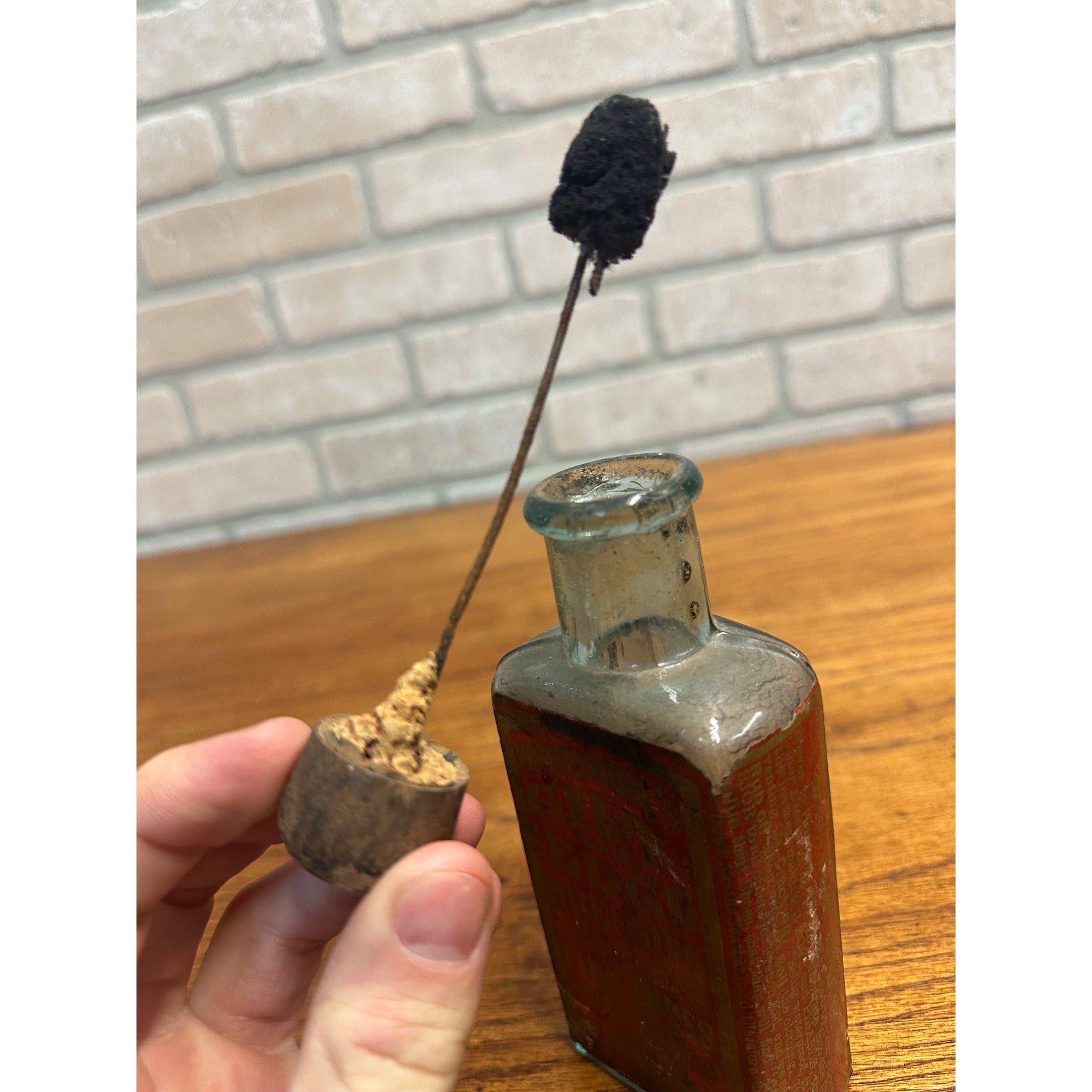 Antique 1890s Victorian Whittemore's Gilt Edge Dressing Bottle w/ Paper Label