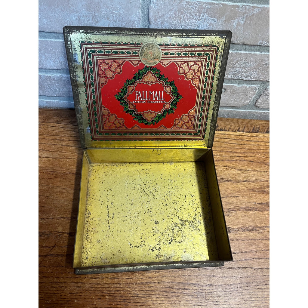 Vintage 1920s Pall Mall Cigarettes Hinged Tin Box Advertising Tobacco Cigars