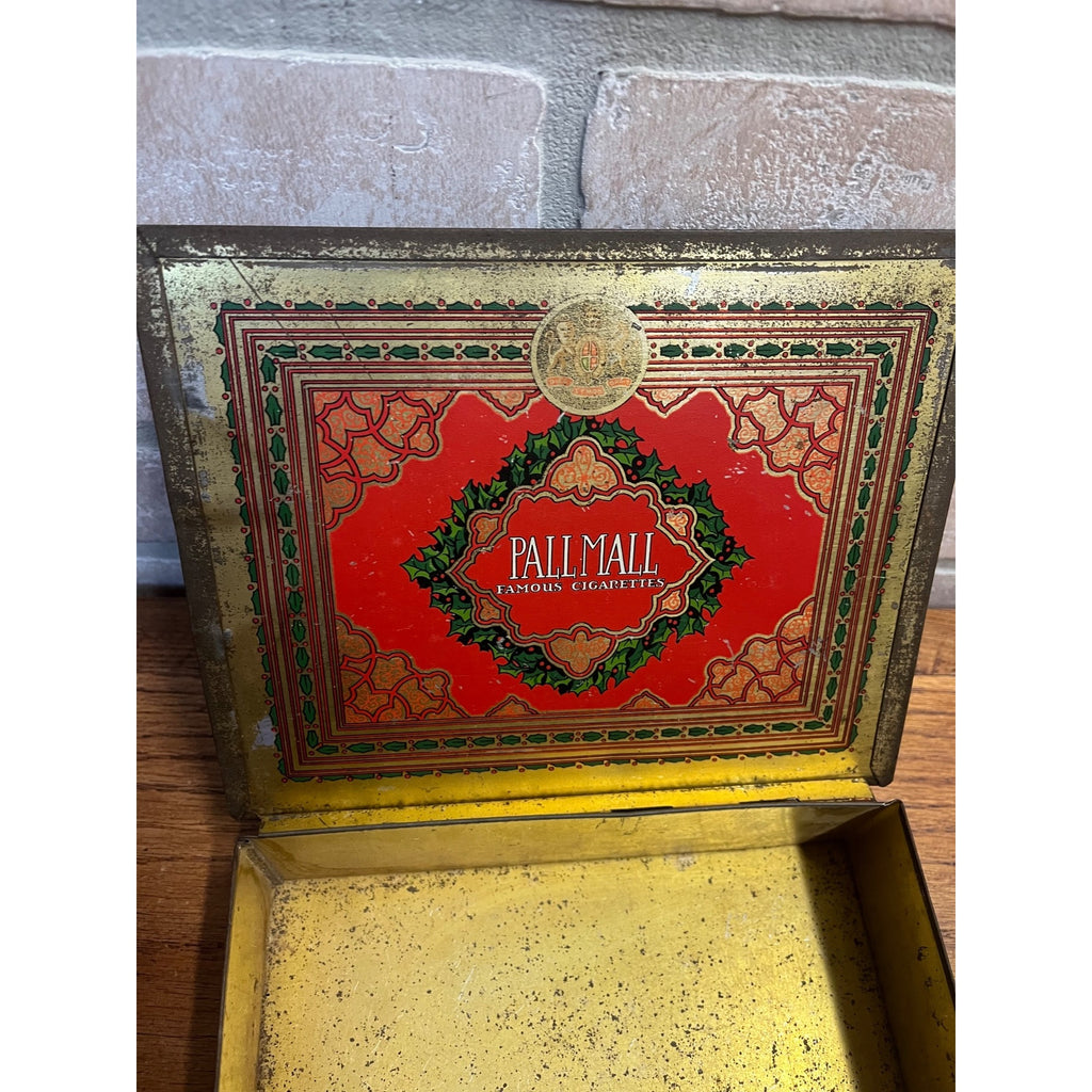 Vintage 1920s Pall Mall Cigarettes Hinged Tin Box Advertising Tobacco Cigars