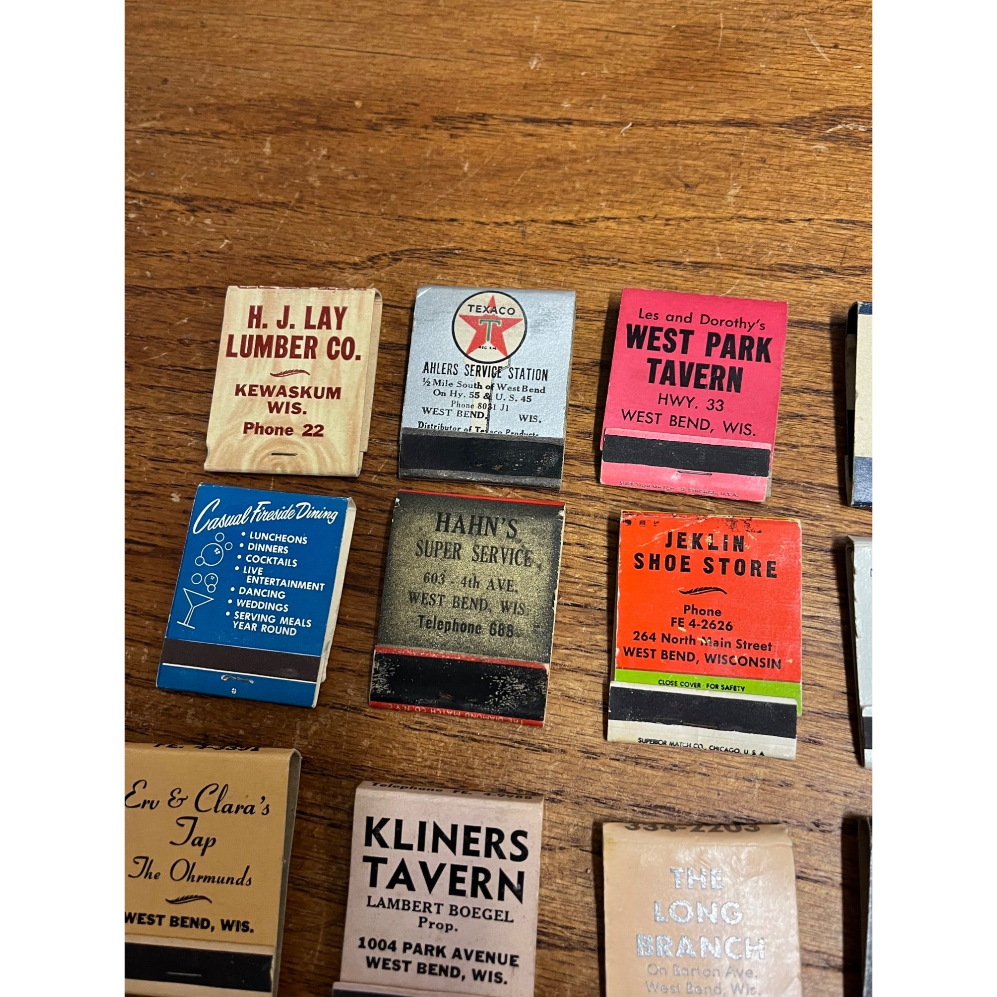 Vintage West Bend Wisconsin Huge Lot Advertising Matchbooks Unused Taverns Bars