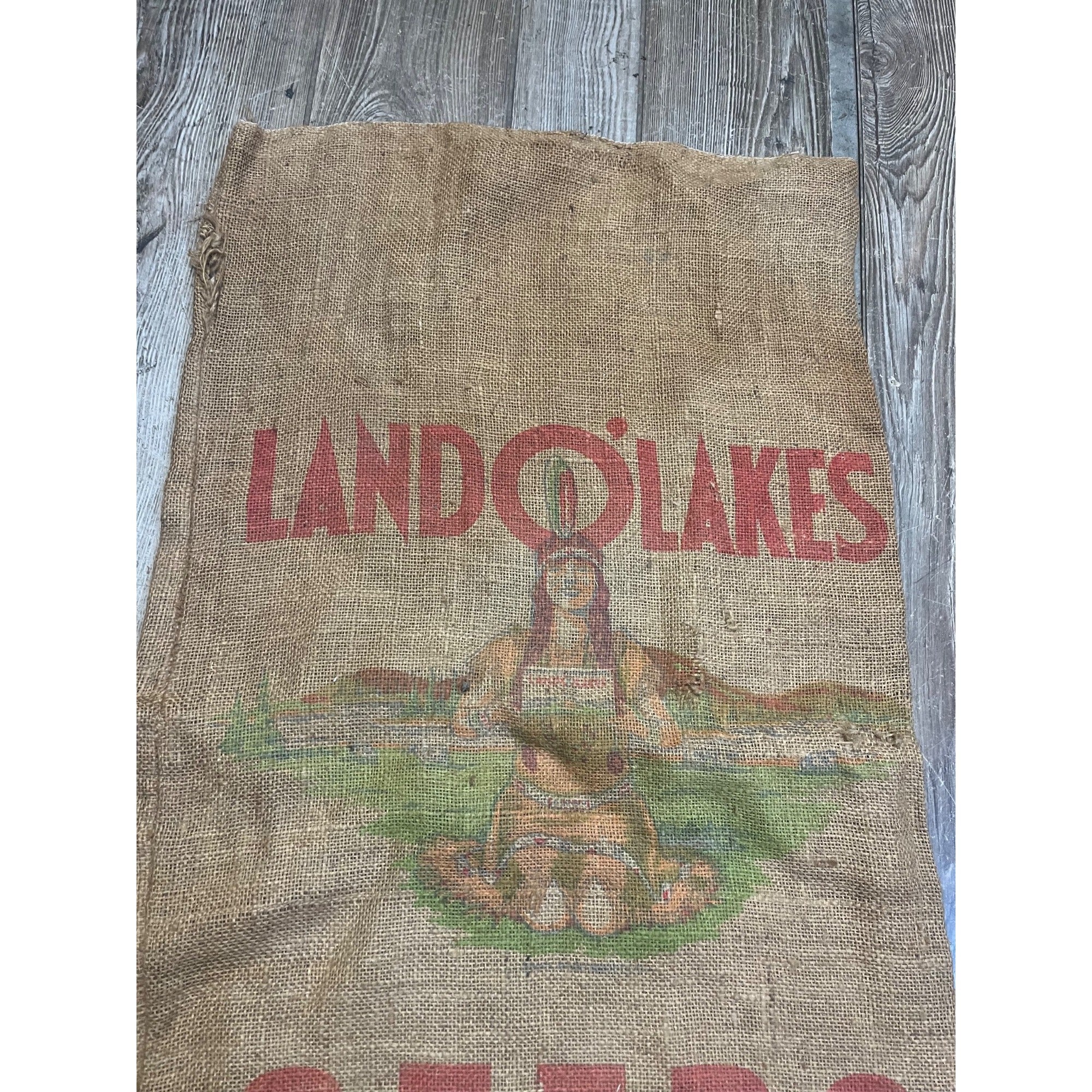 Original LAND O LAKES Princess Seeds Sack Burlap Bag Dairy Advertising