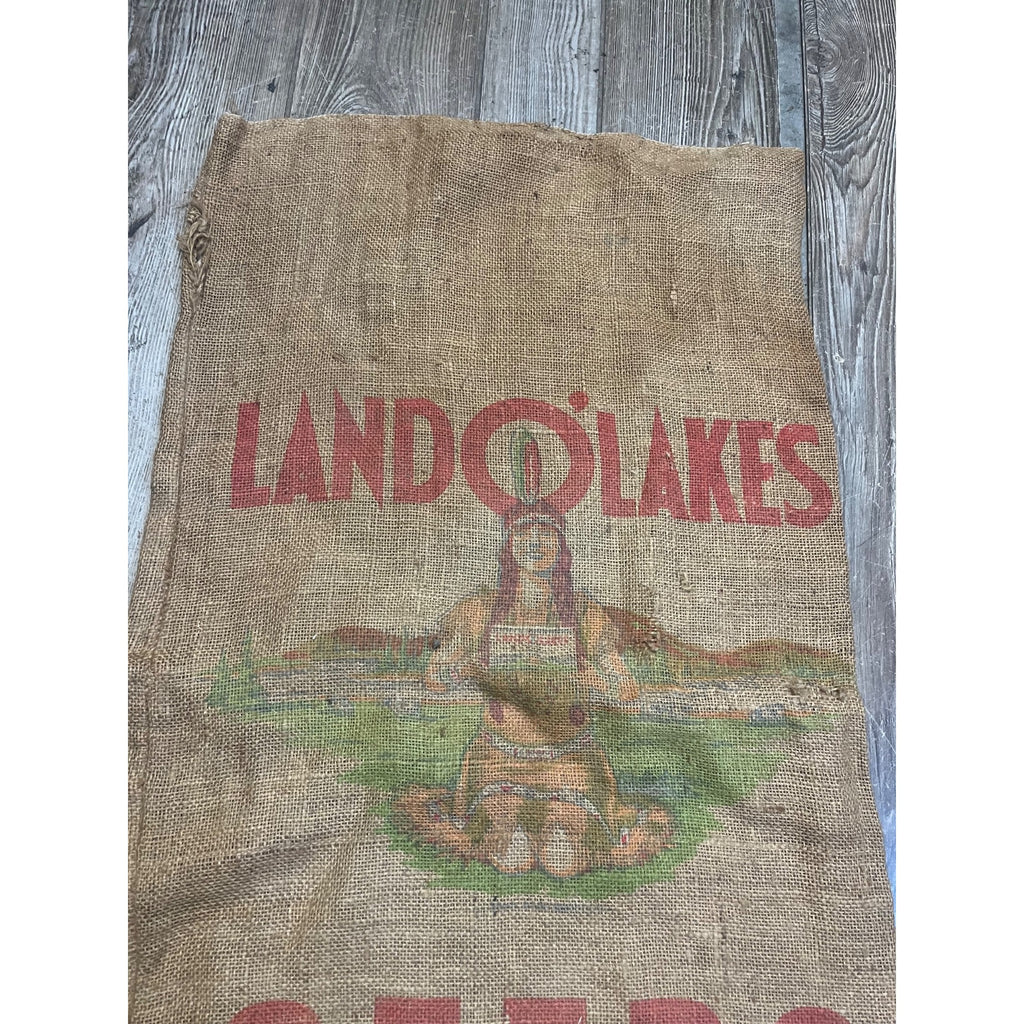 Original LAND O LAKES Princess Seeds Sack Burlap Bag Dairy Advertising