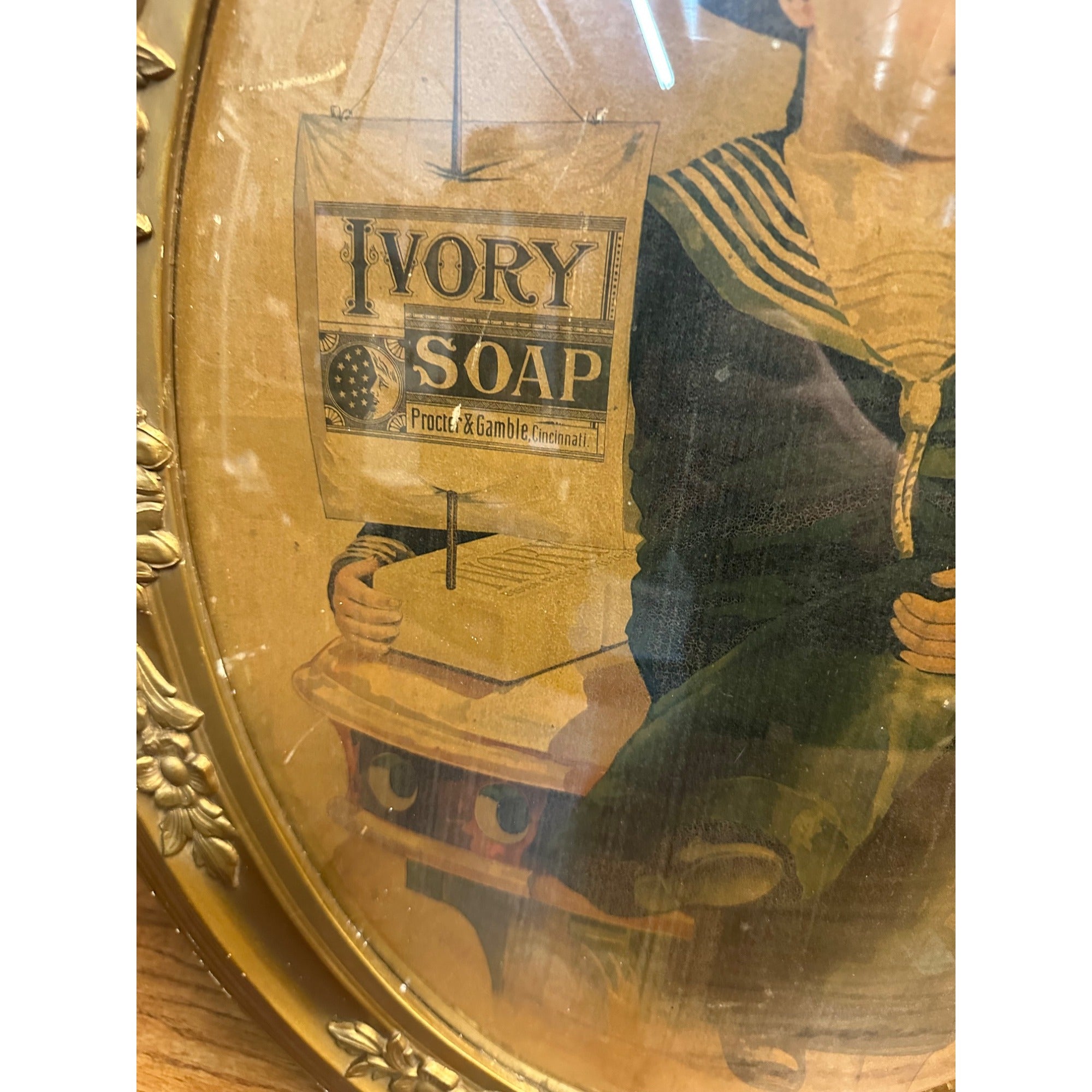 Antique Victorian Ivory Soap Advertising Lithograph Framed Sign Proctor & Gamble