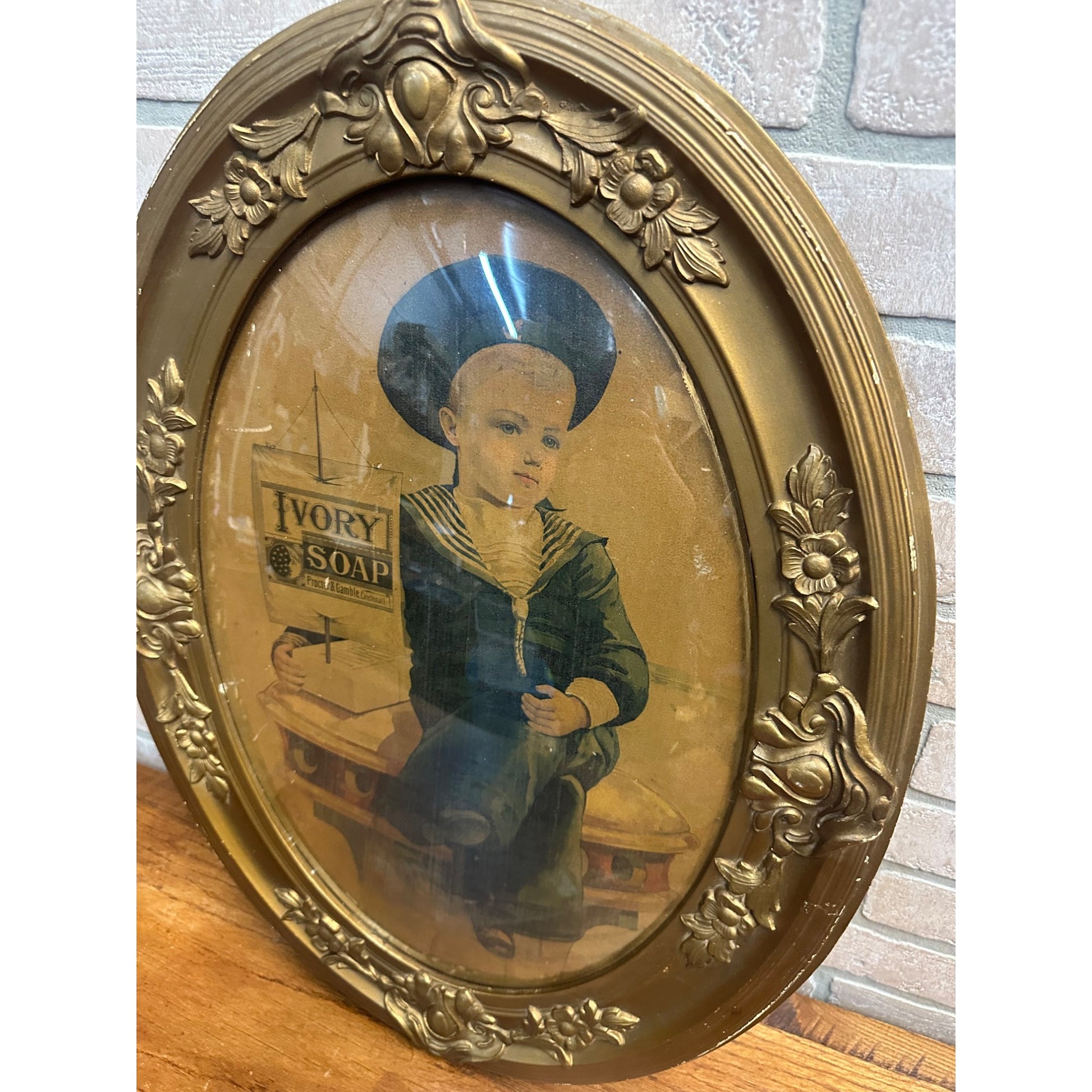 Antique Victorian Ivory Soap Advertising Lithograph Framed Sign Proctor & Gamble