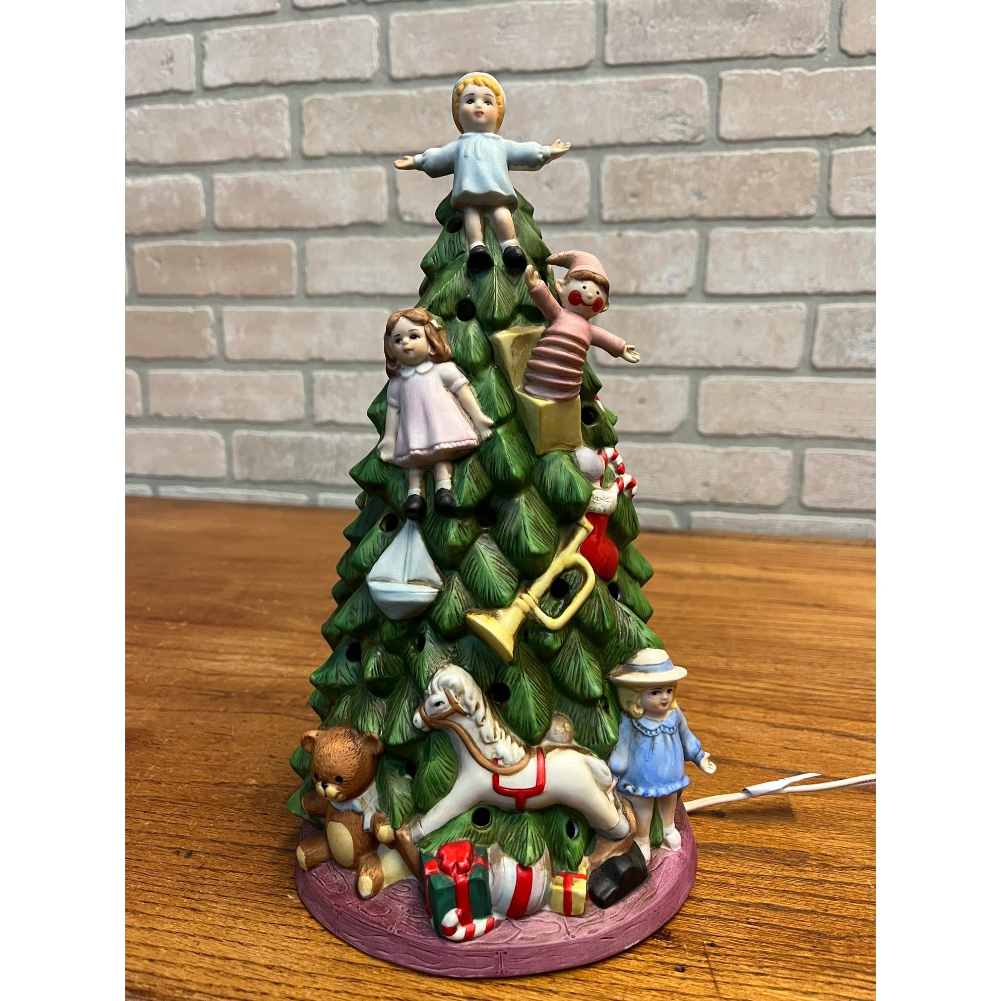 Vintage Schmid Shackman 1988 Ceramic Lighted Christmas Tree Toys 12"