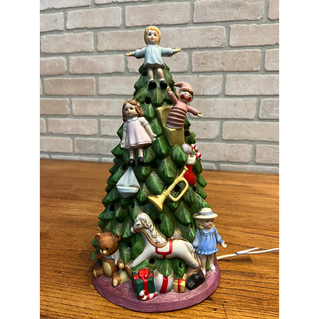 Vintage Schmid Shackman 1988 Ceramic Lighted Christmas Tree Toys 12"