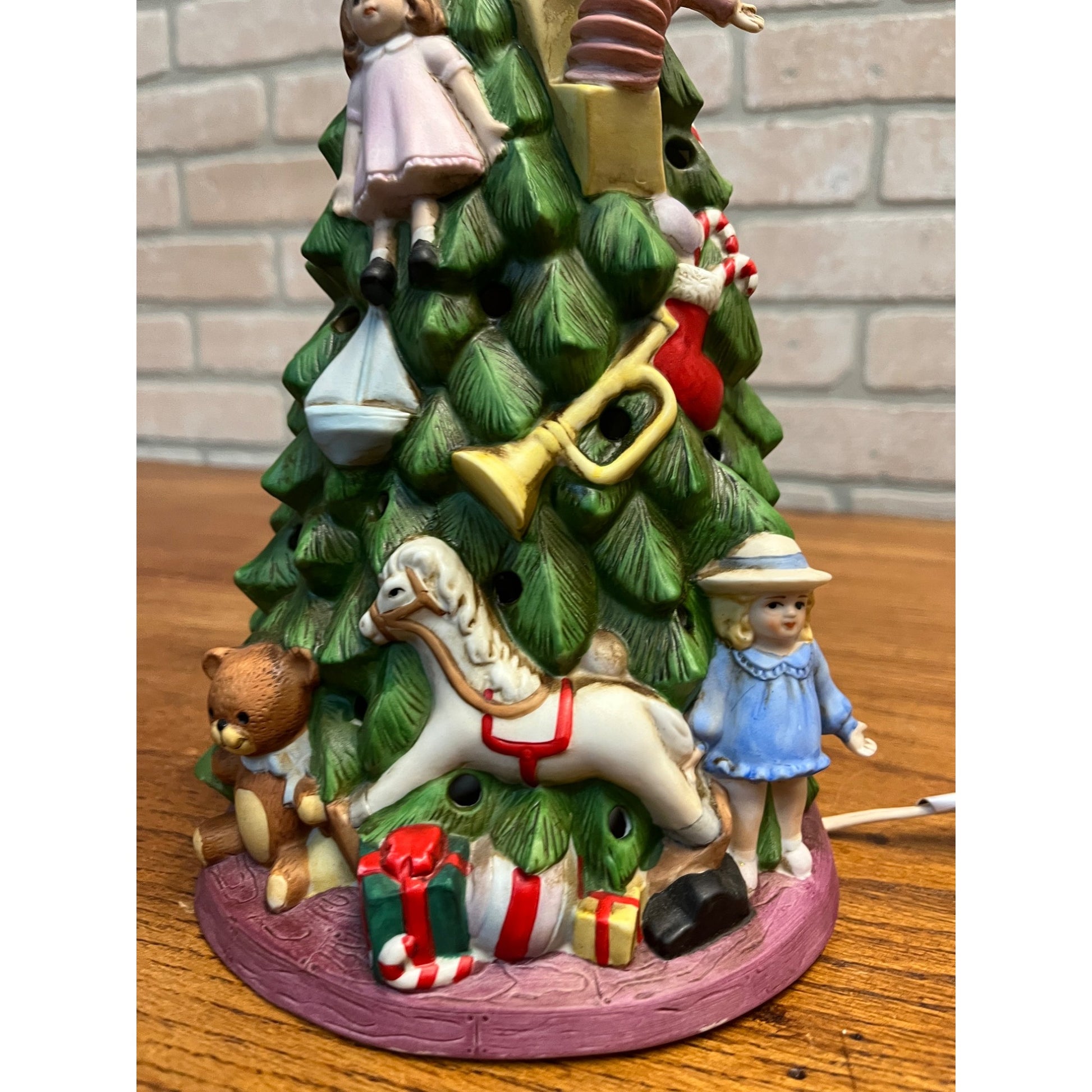 Vintage Schmid Shackman 1988 Ceramic Lighted Christmas Tree Toys 12"