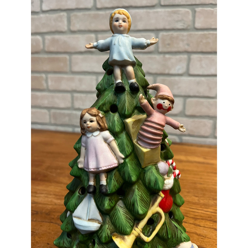 Vintage Schmid Shackman 1988 Ceramic Lighted Christmas Tree Toys 12"