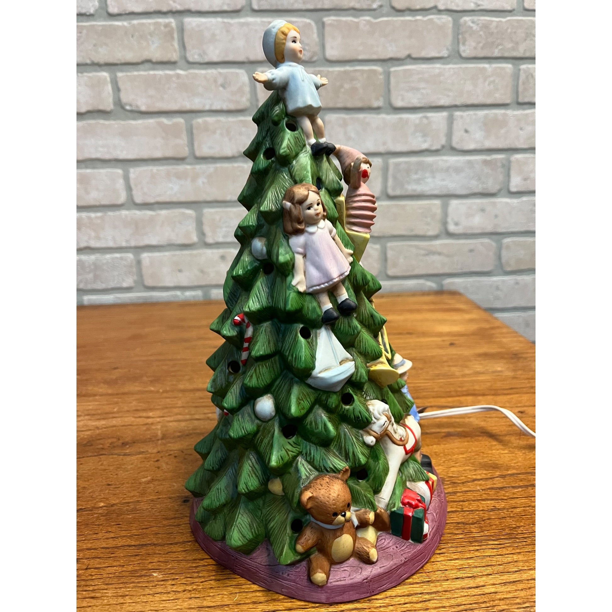 Vintage Schmid Shackman 1988 Ceramic Lighted Christmas Tree Toys 12"