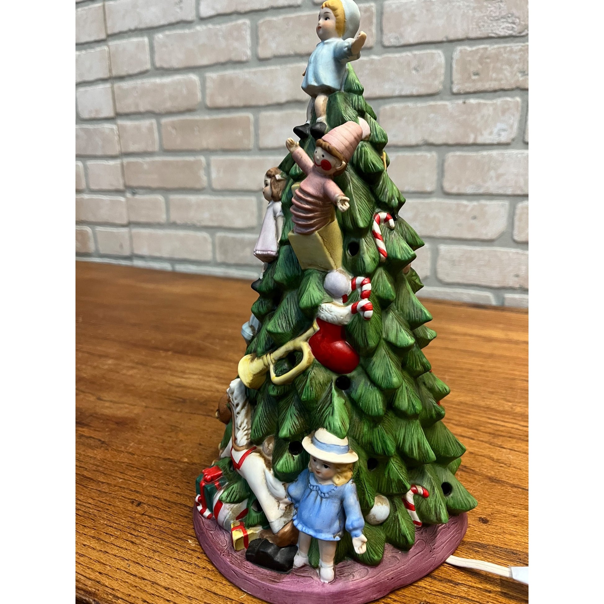 Vintage Schmid Shackman 1988 Ceramic Lighted Christmas Tree Toys 12"