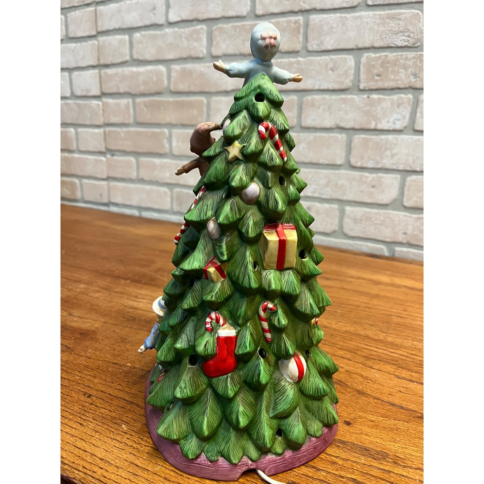 Vintage Schmid Shackman 1988 Ceramic Lighted Christmas Tree Toys 12"