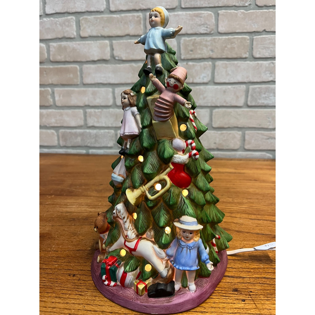 Vintage Schmid Shackman 1988 Ceramic Lighted Christmas Tree Toys 12"