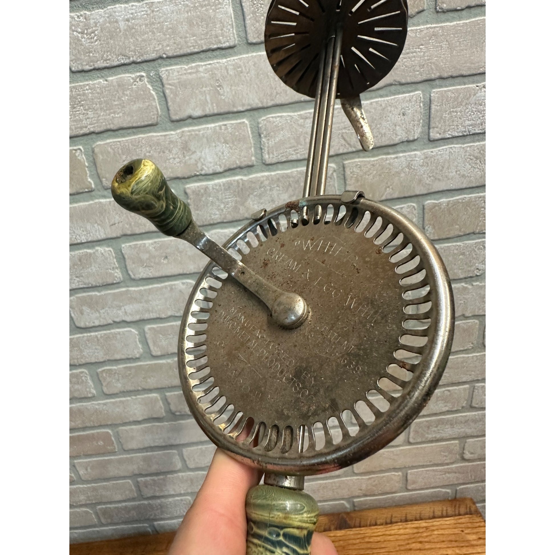 Vintage Whippit Cream & Egg Beater Whip Tool Green Swirl Handle Bakelite?