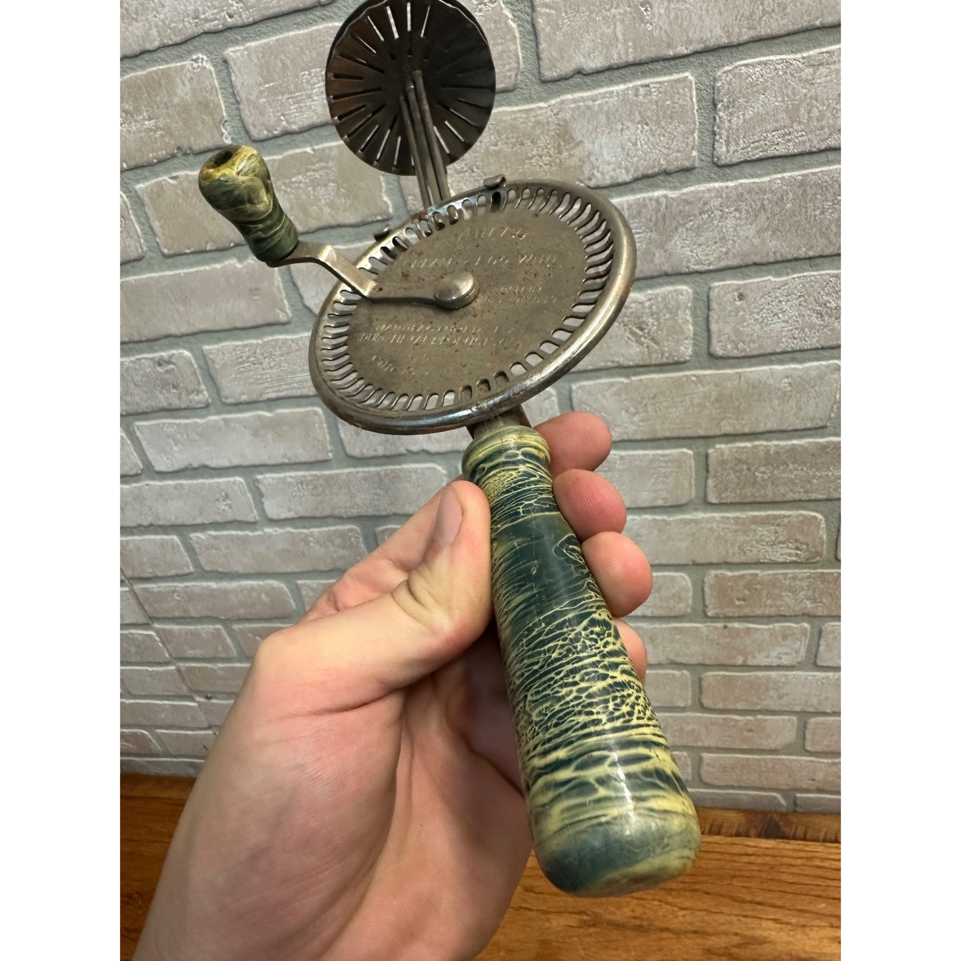 Vintage Whippit Cream & Egg Beater Whip Tool Green Swirl Handle Bakelite?