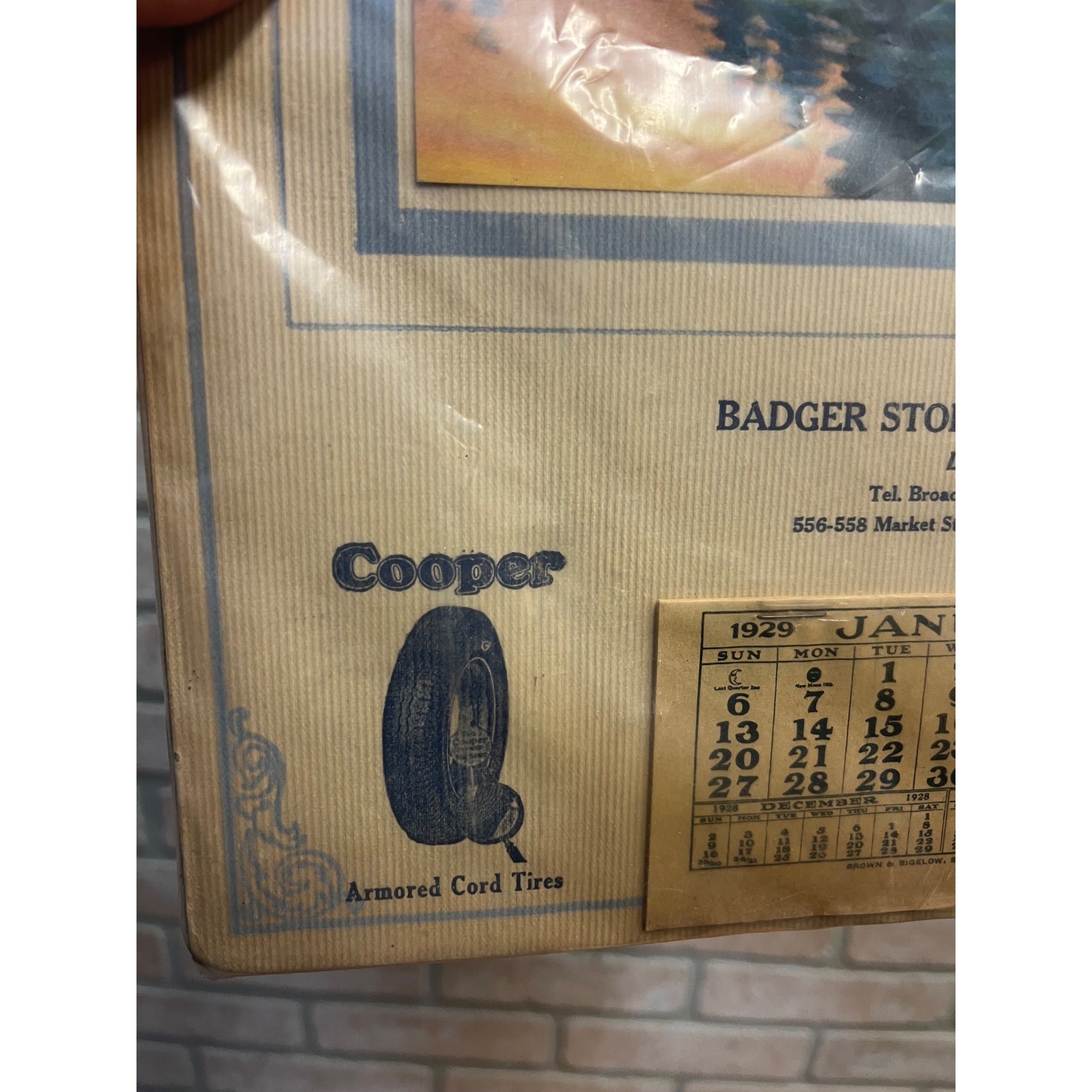 Vintage 1929 Badger Battery Copper Tires Advertising Calendar Milwaukee Gas Oil