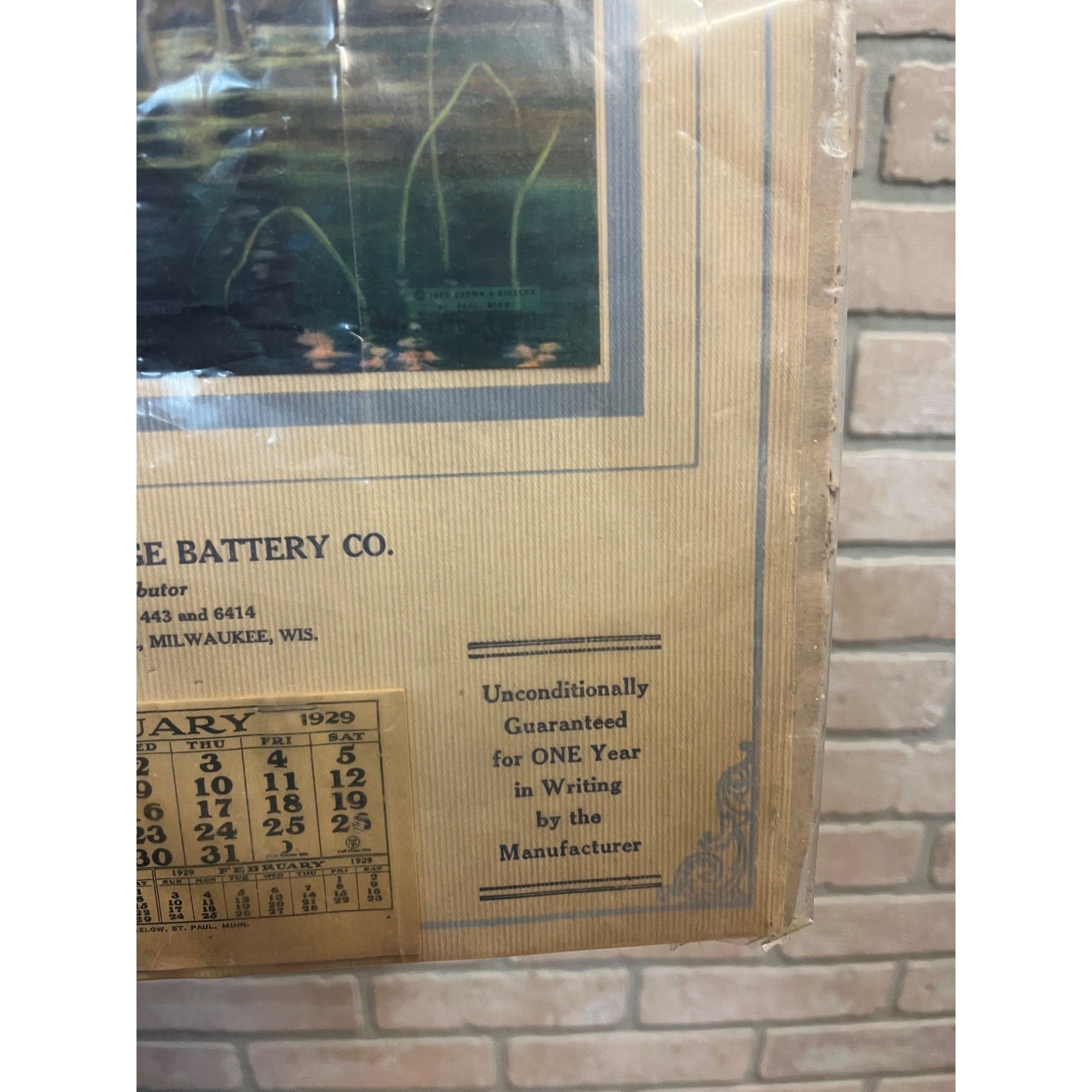 Vintage 1929 Badger Battery Copper Tires Advertising Calendar Milwaukee Gas Oil