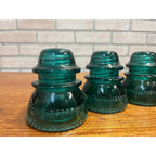 Vintage Hemingray No. 42 Aqua Teal Blue Glass Insulators Lot (4)