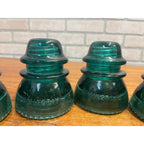 Vintage Hemingray No. 42 Aqua Teal Blue Glass Insulators Lot (4)