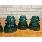 Vintage Hemingray No. 42 Aqua Teal Blue Glass Insulators Lot (4)