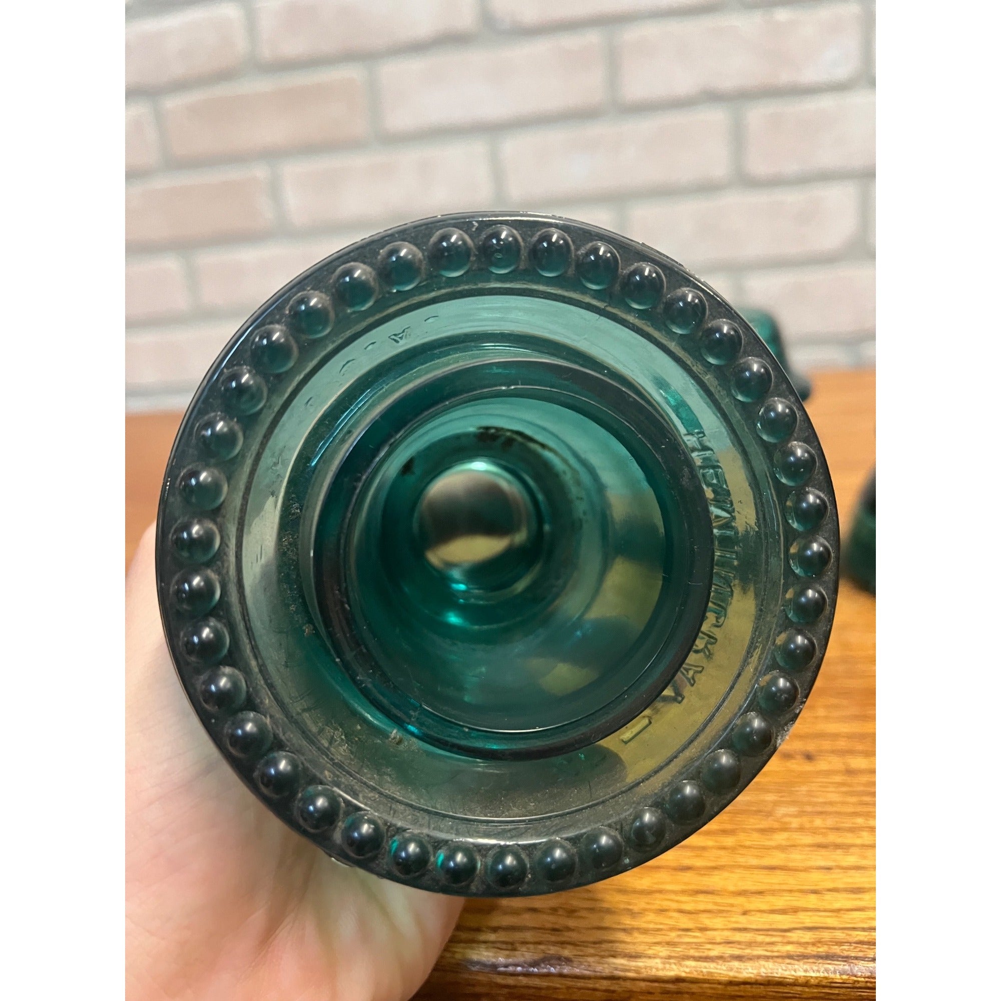 Vintage Hemingray No. 42 Aqua Teal Blue Glass Insulators Lot (4)