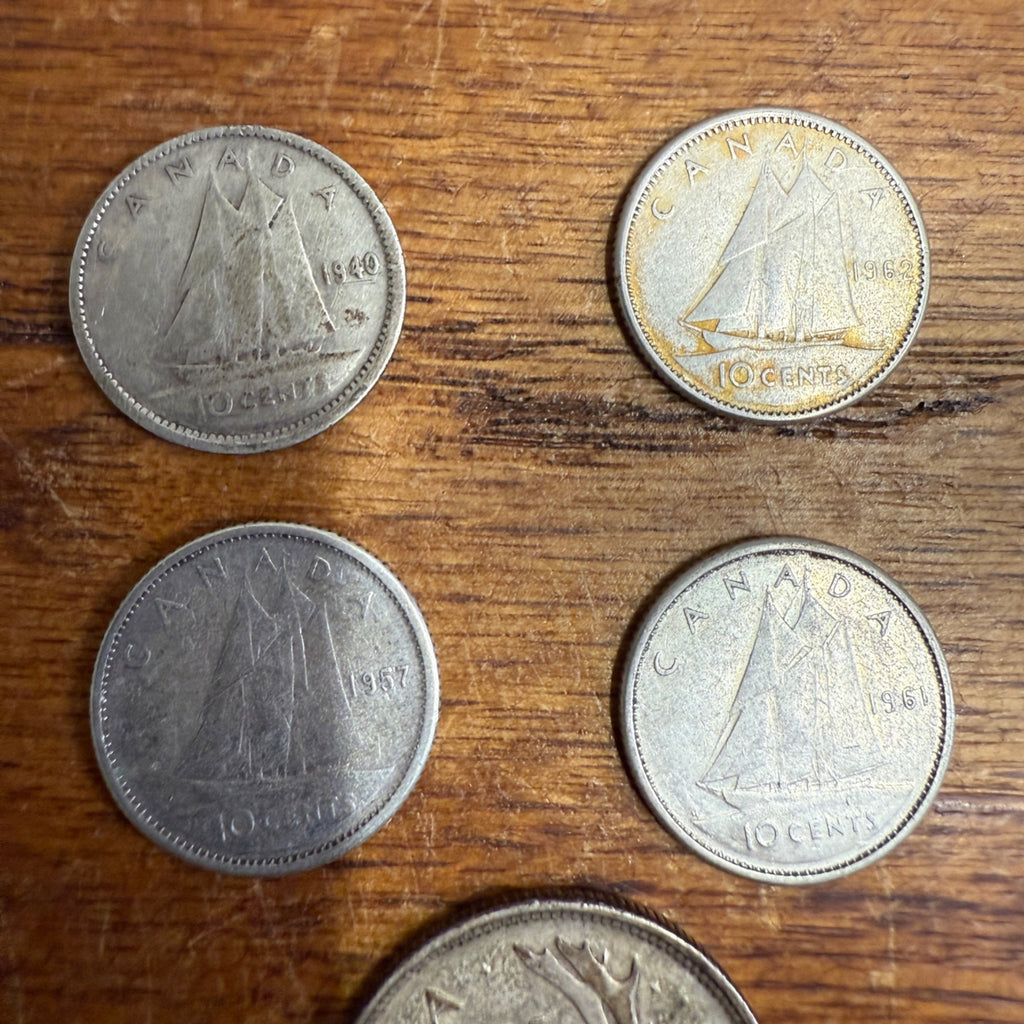 Canadian Silver Dime Quarter Lot Grab Bag Coins