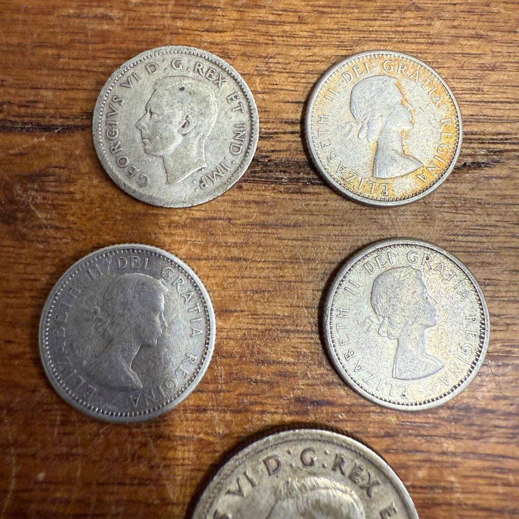 Canadian Silver Dime Quarter Lot Grab Bag Coins