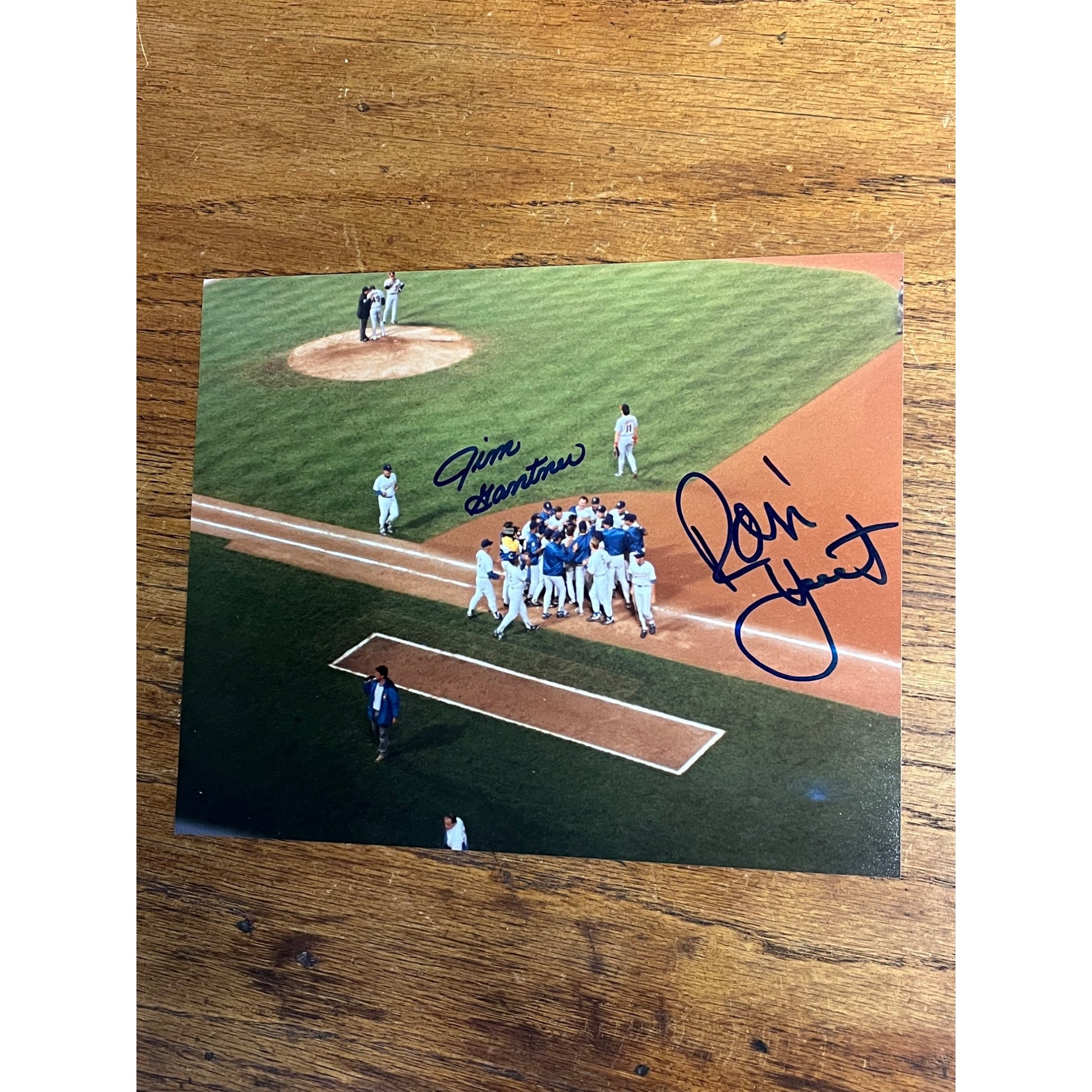 Robin Yount Autographed Signed 8x10 Photo 3000th Hit Brewers Jim Gantner