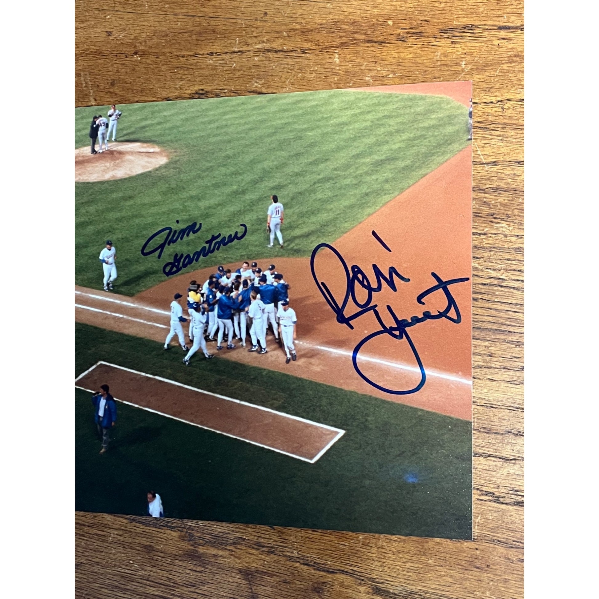 Robin Yount Autographed Signed 8x10 Photo 3000th Hit Brewers Jim Gantner