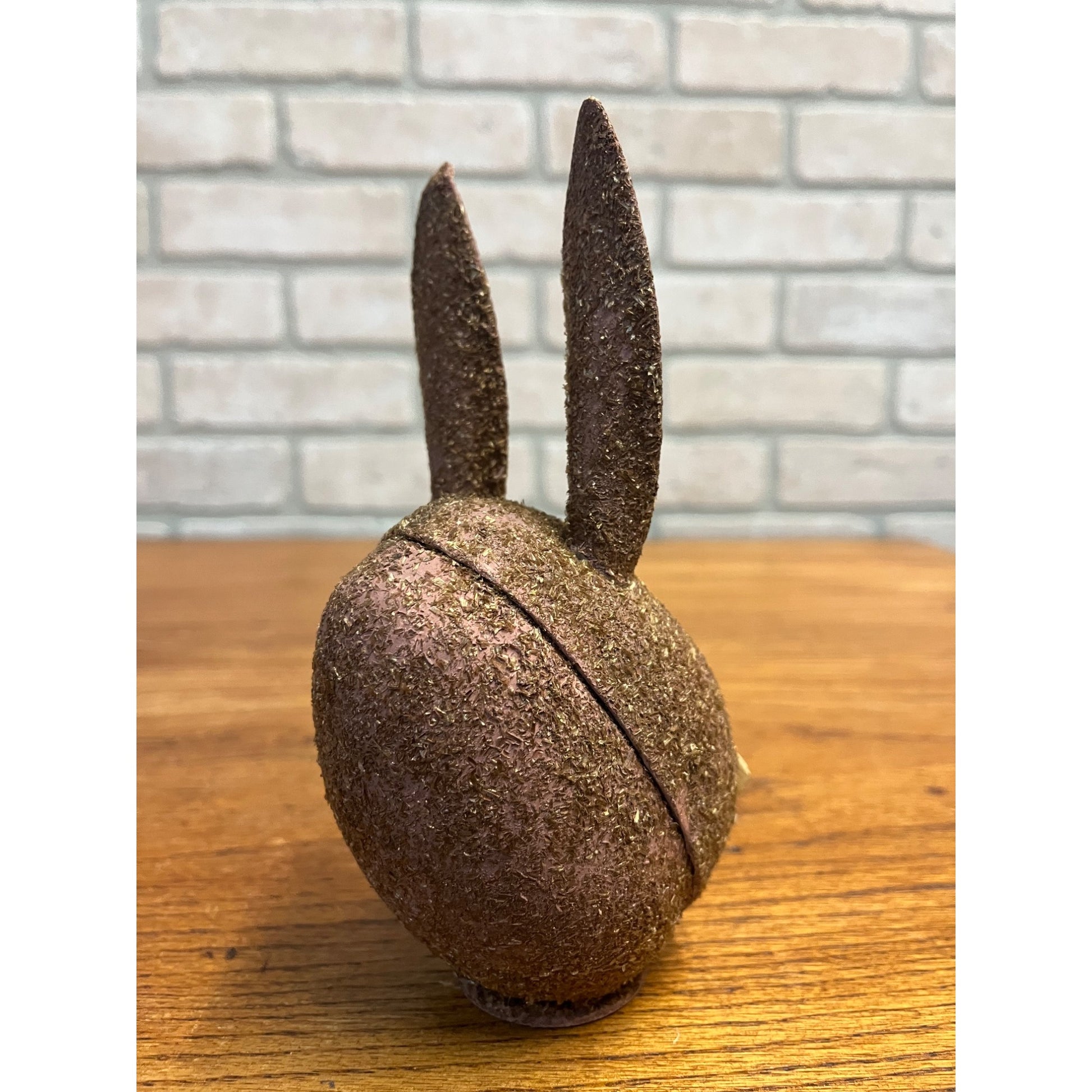 Vintage German Easter Rabbit Brown Bunny Candy Container Paper Mache Red Nose