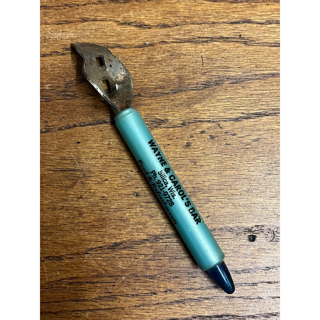 Vintage Wayne & Carol's Bar Silica Wisconsin Wis Beer Bottle Can Opener Advertising