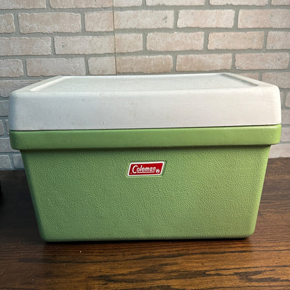 Vintage 70s Coleman Green Cooler W/ Bottle Opener Plastic USA 1975