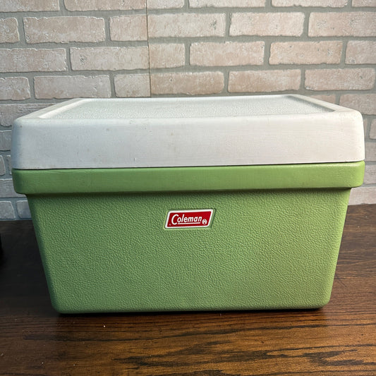 Vintage 70s Coleman Green Cooler W/ Bottle Opener Plastic USA 1975