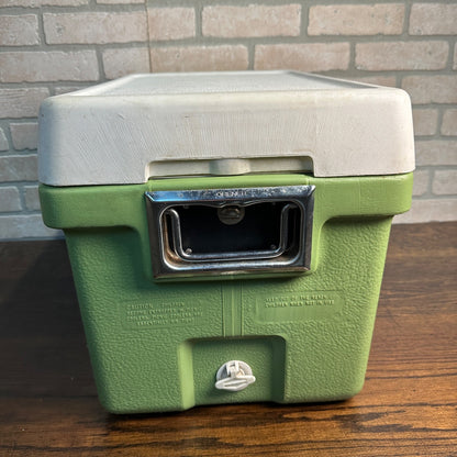 Vintage 70s Coleman Green Cooler W/ Bottle Opener Plastic USA 1975