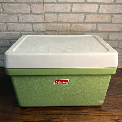 Vintage 70s Coleman Green Cooler W/ Bottle Opener Plastic USA 1975