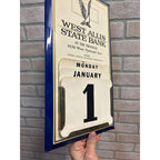 Vintage West Allis State Bank Wisconsin Advertising Perpetual Wall Calendar Sign