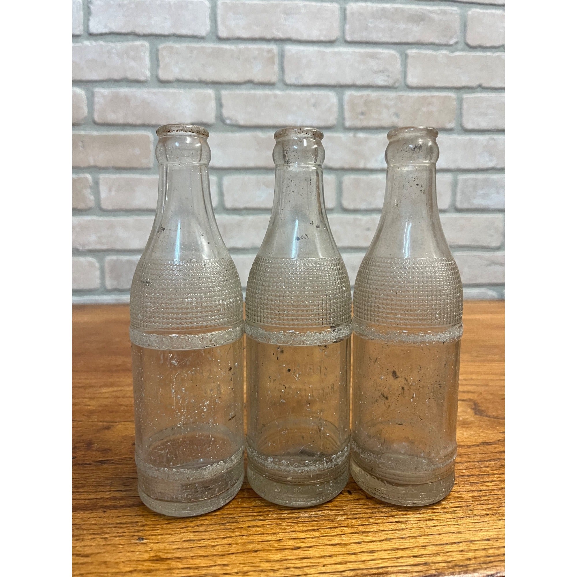 (3) Vintage Ozaukee Springs 7 1/2oz Clear Soda Bottle Lot of 3 Wisconsin Soda