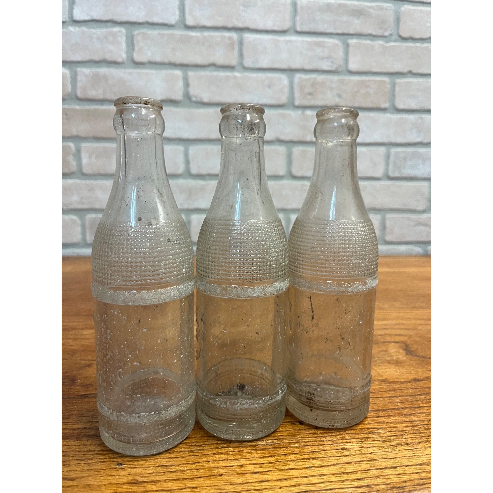 (3) Vintage Ozaukee Springs 7 1/2oz Clear Soda Bottle Lot of 3 Wisconsin Soda