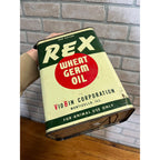 Vintage Rex Wheat Germ Oil Viobin Farm Animals Gallon Advertising Tin Can Vet