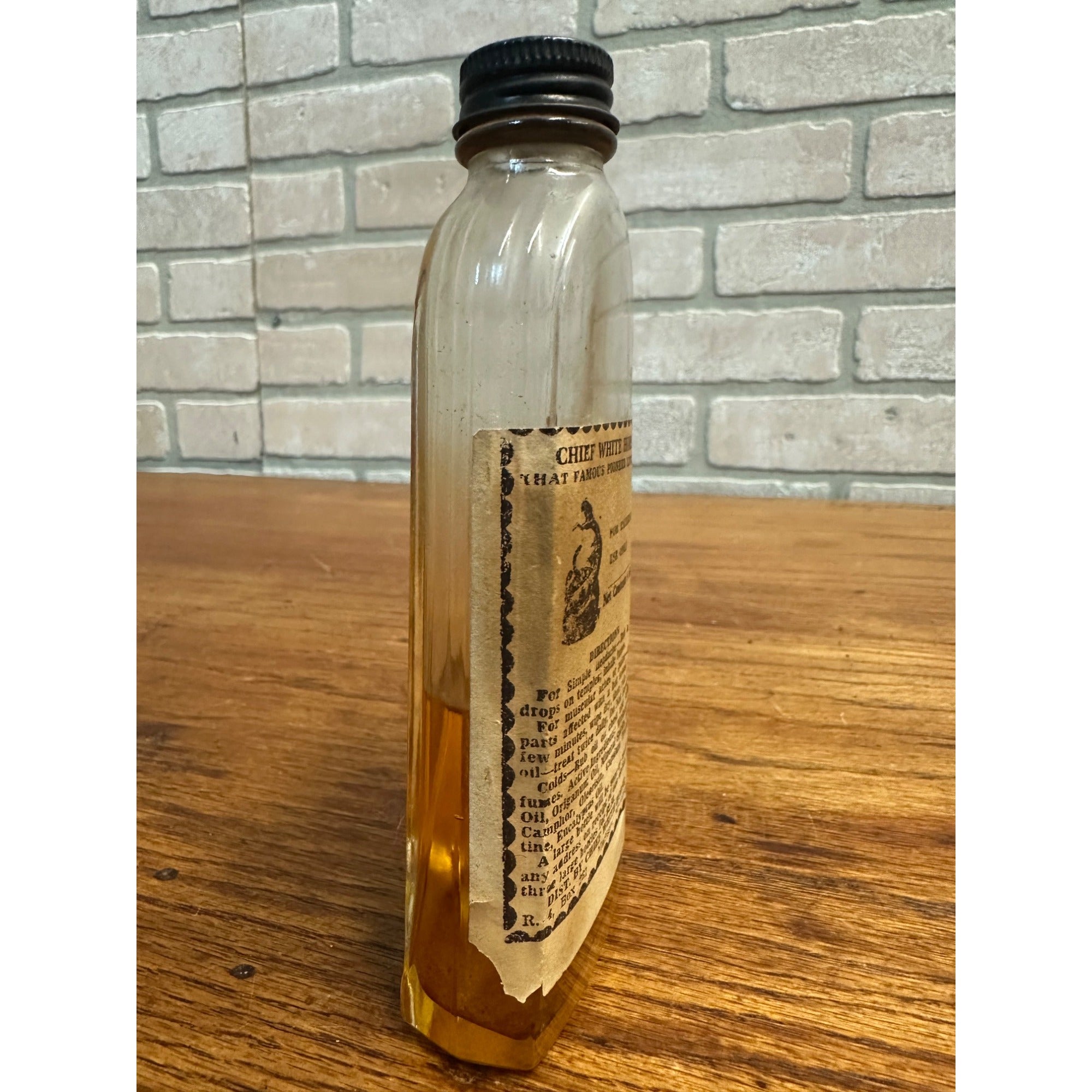 Antique Quack Medicine Chief White Horse Liniment Bottle Madison Wisconsin Wis